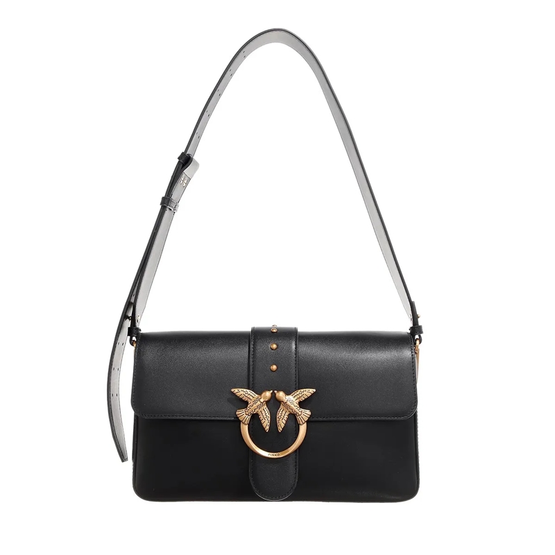 Pinko Tote Love One Classic Slouchy Fl Nero-Antique Gold