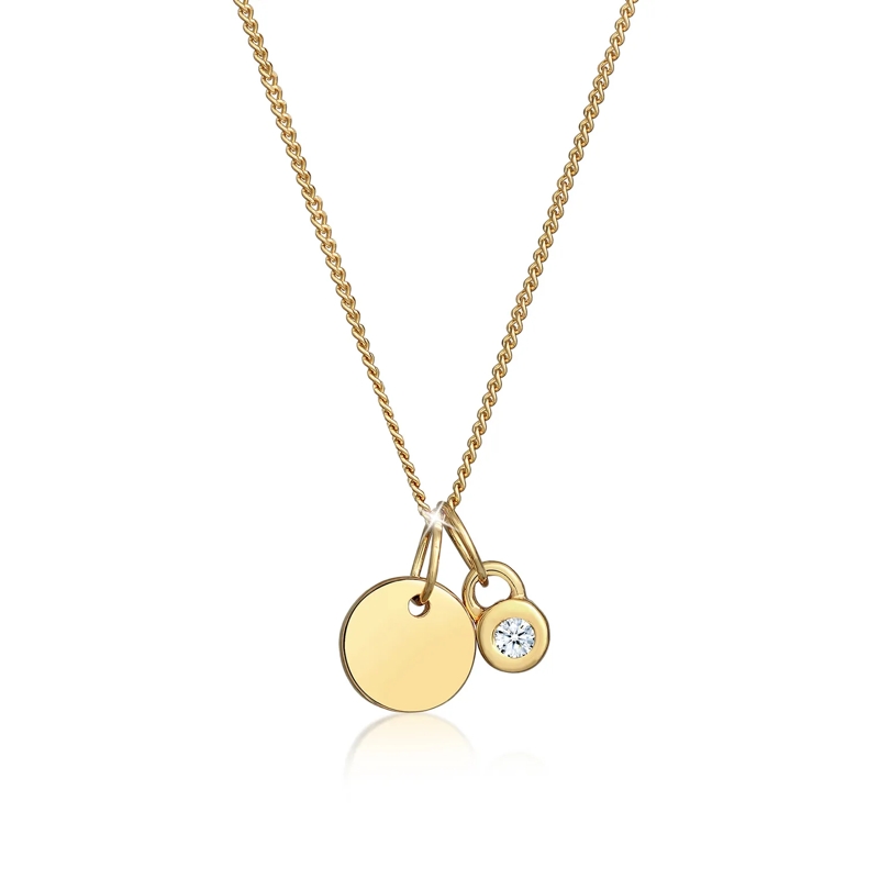 Elli Mittellange Halskette Halskette Kreis Geo Solitär Diamant (0.03 ct.) 585 gold