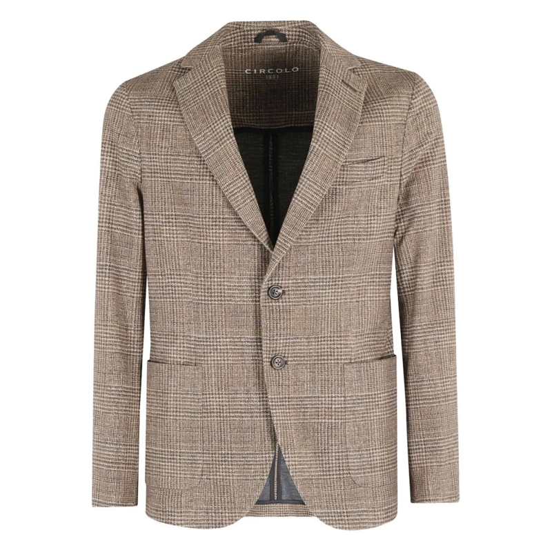 CIRCOLO 1901 Blazer Checkered Brown Jacket With Modern Fit Brown