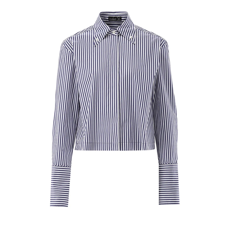 VAN LAACK Bluse Bluse Modern Fit Streifen dunkel-blau