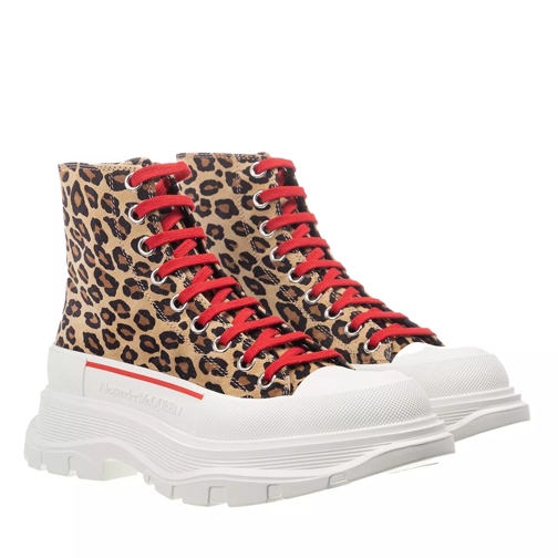 Alexander McQueen Tread Slick Sneakers Leopard/White/Lust Red Bottes à lacets