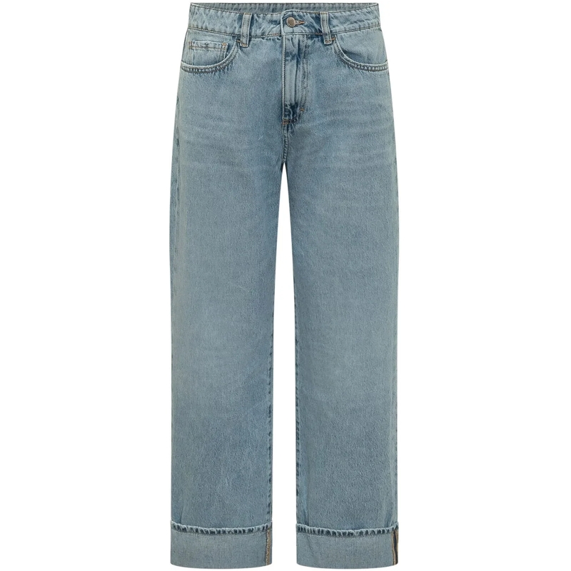 ICON DENIM Jeans mit geradem Bein Jeans cropped risvolto hellblau