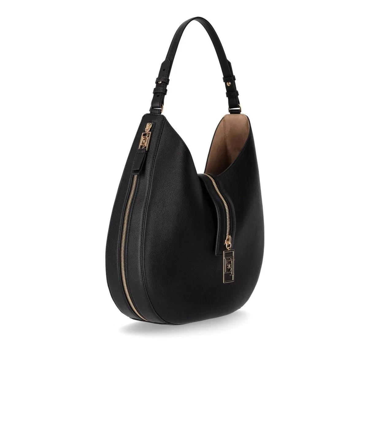 Elisabetta Franchi Shoppers SCHWARZE SCHULTERTASCHE MIT REI in zwart