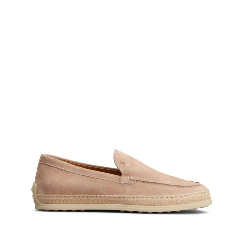 Tod's Ballerinas Suede Slip-On Flat Shoes With Textured Sole Neutrals