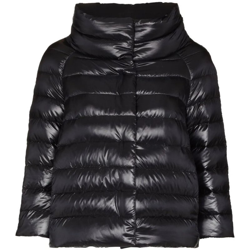 Herno  Short Puffer Jacket With Glossy Finish Black