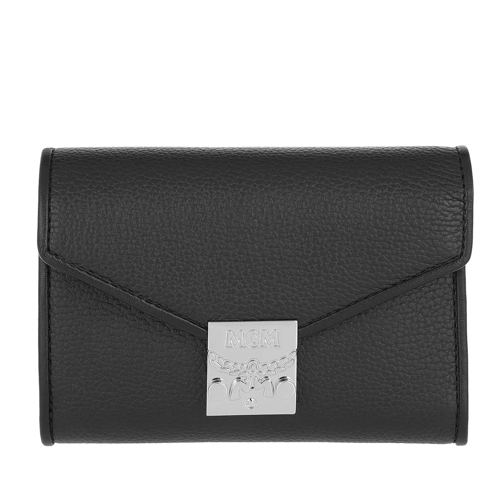MCM Patricia Park Avenue Flap Wallet Tri-Fold Small Black Portafoglio con patta