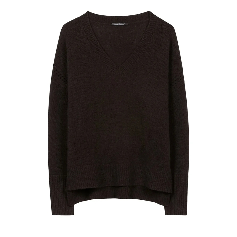 Luisa Cerano Trui V-Pullover aus Kaschmir-Mix truffle