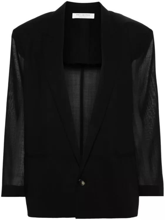 Philosophy Di Lorenzo Serafini - Black Semi-Sheer Blazer - Größe 42 - black