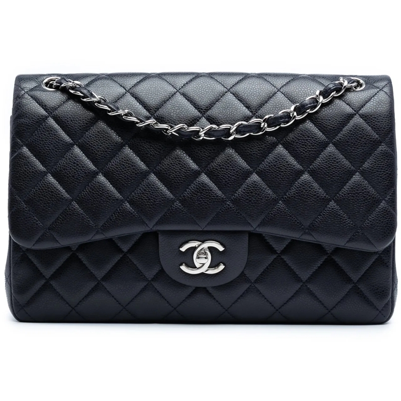 Chanel Sac à bandoulière Jumbo Classic Caviar Double Flap blau
