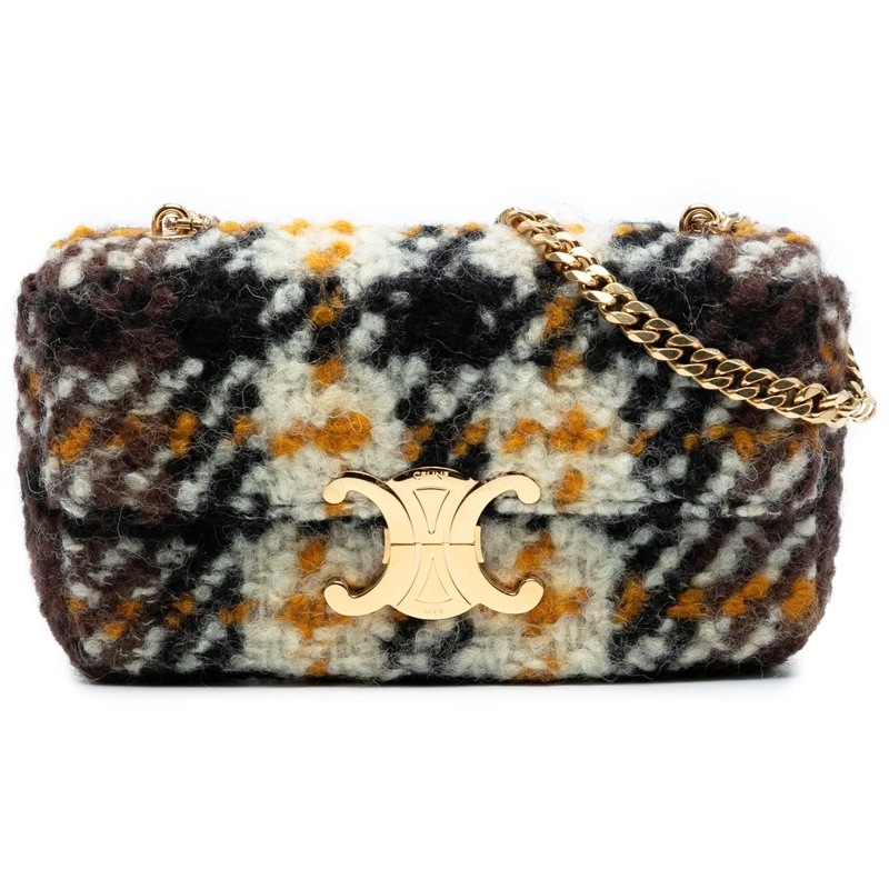 Celine Schultertasche Wool Triomphe Chain Shoulder Bag schwarz