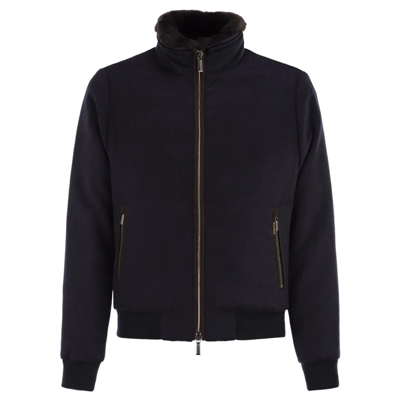 Moorer Blouson aviateur Bellati-Ls9 - Padded Bomber Jacket In Wool And Cas Black
