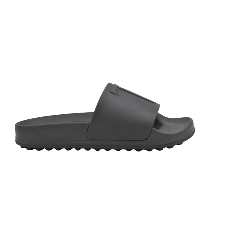 Tod's Ballerinas Matte Black Slip-On Slides With Textured Sole Grey