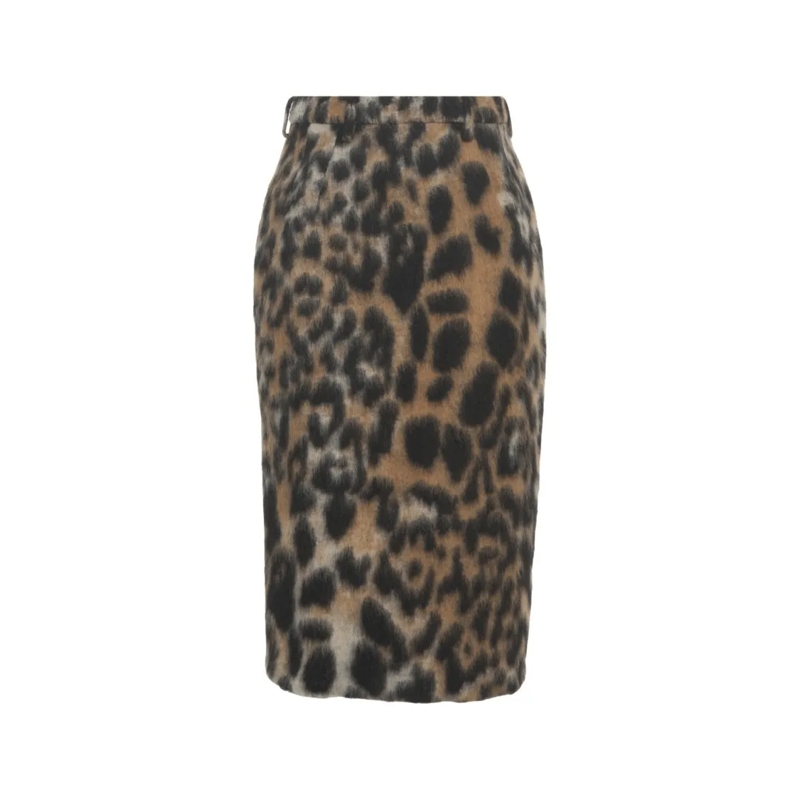 N°21 Midirok Animal Print Midi Pencil Skirt With High Waist And Grey