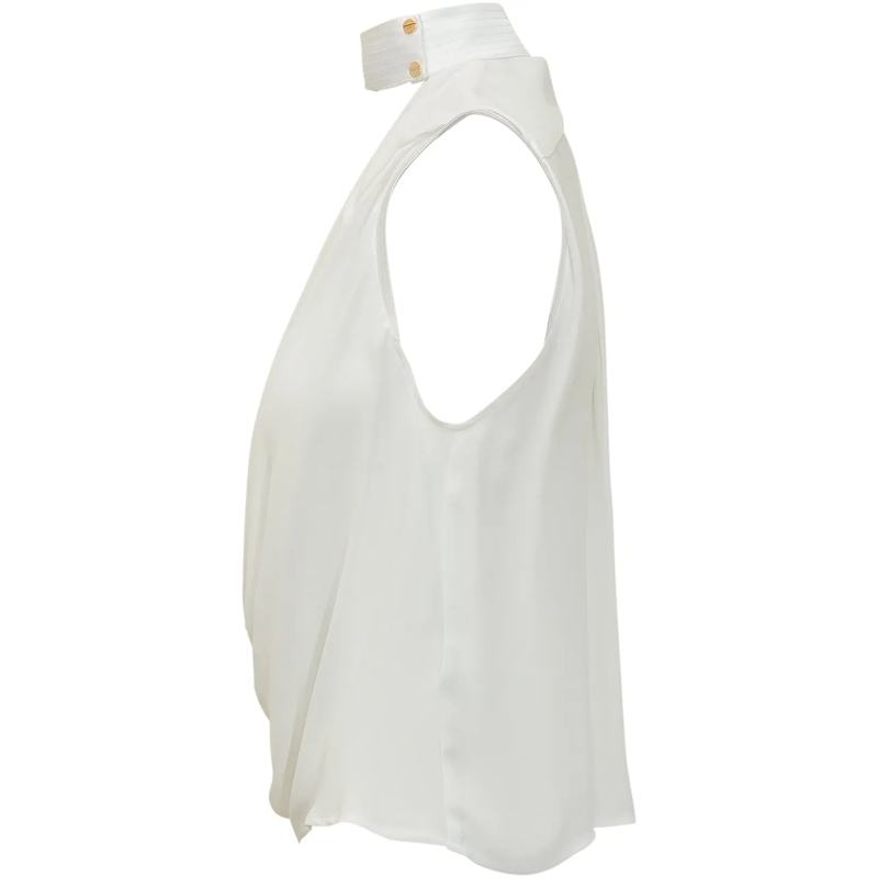 Elisabetta Franchi Bluse Camicia con Scollo Profondo e Drappeggio weiß(Image 3)