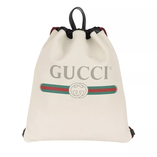 Gucci Gucci Print Leather Drawstring Backpack White Rugzak