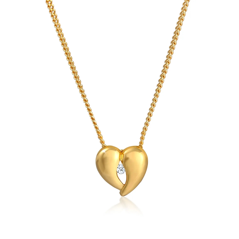 Elli Mittellange Halskette Halskette Herz Liebe Filigran Diamant (0.03 ct.) 9 silber