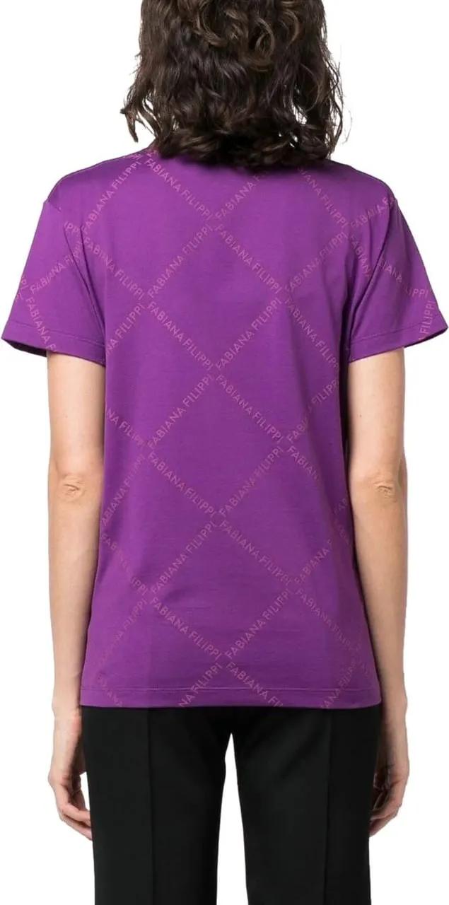 Tシャツ・カットソー FABIANA FILIPPI SS25 (TPD265F158 L2462196) Fabiana Filippi Purple Short-Sleeved Jersey T-Shirt Purple