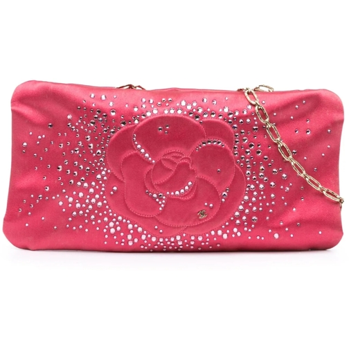 Chanel Sac à bandoulière 2009-2010 Satin Diamante Camellia Clutch with Chai rose (Image 2)