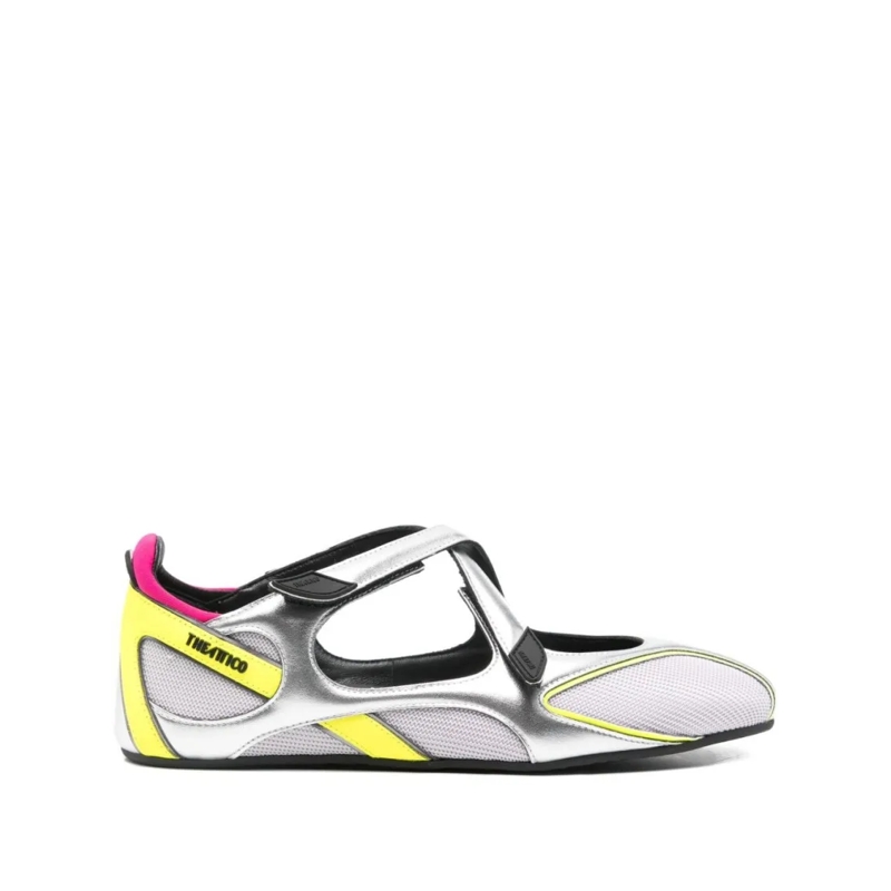The Attico Balletschoenen Futuristic Silver Sandals With Mesh Panels White
