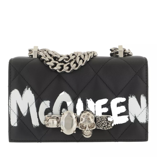 Alexander McQueen Skull Jewelled Quilted Mini Crossbody Bag Black/Ivory Satchel