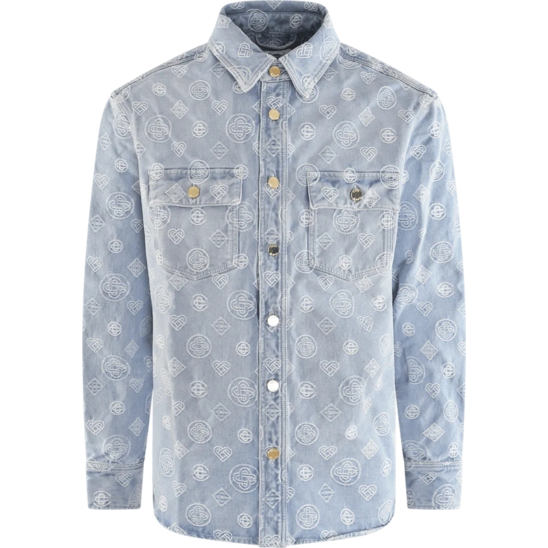 Casablanca Legeres Oberteil Heren Denim Monogram Shirt blau