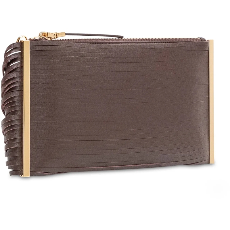 Elisabetta Franchi Clutch Pochette con Frange e Zip braun(Image 3)