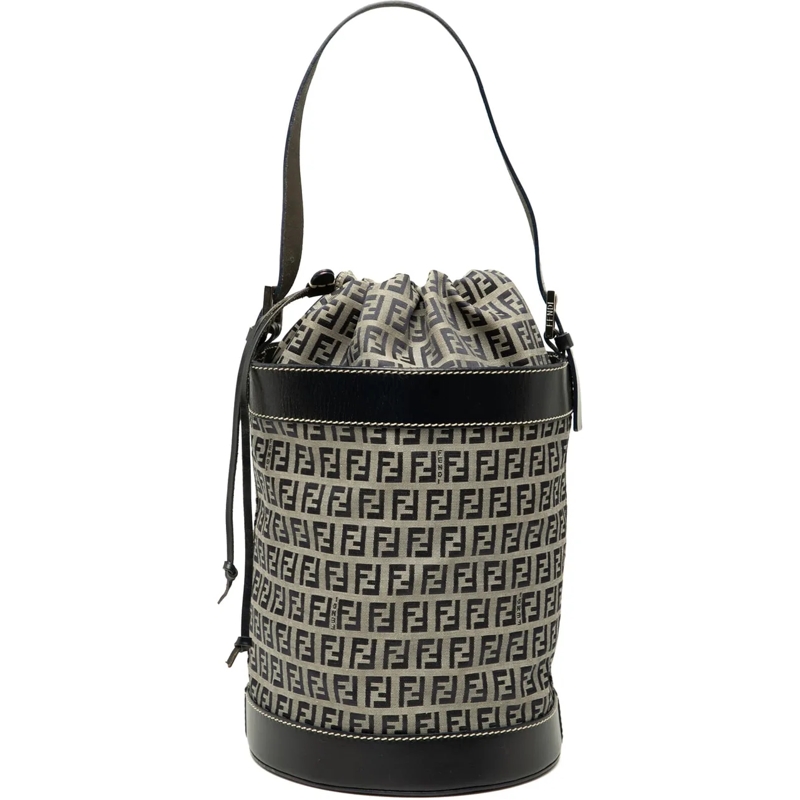 Fendi Sac à bandoulière Zucchino Canvas Bucket Bag grau