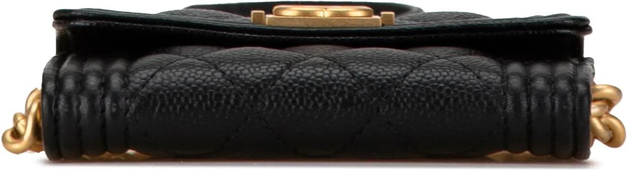 Thumbnail - Chanel Hobo Bags - Quilted Caviar Boy Card Holder with Chain - Gr. unisize - in Schwarz - für Damen
