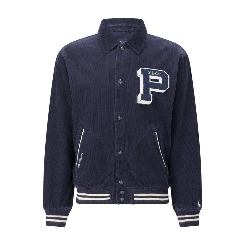 Polo Ralph Lauren Blazer College-Jacke aus Cord mit Logopatch Blau