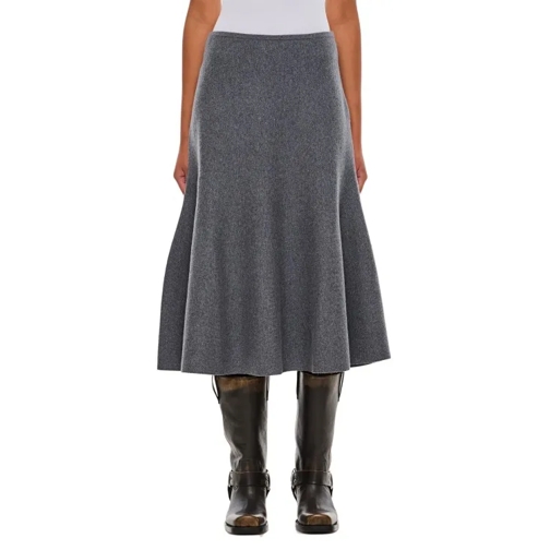 Khaite Odil Wool Skirt Grey 