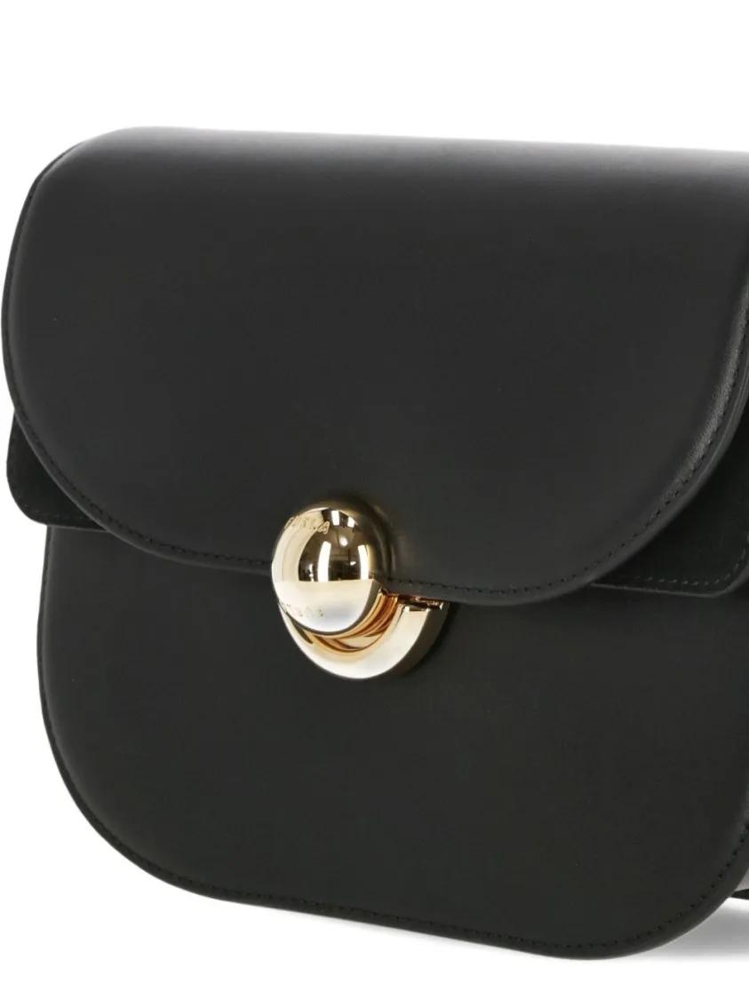 Furla Hobo bags Smooth Black Calf Leather Foldover Top Bag in zwart