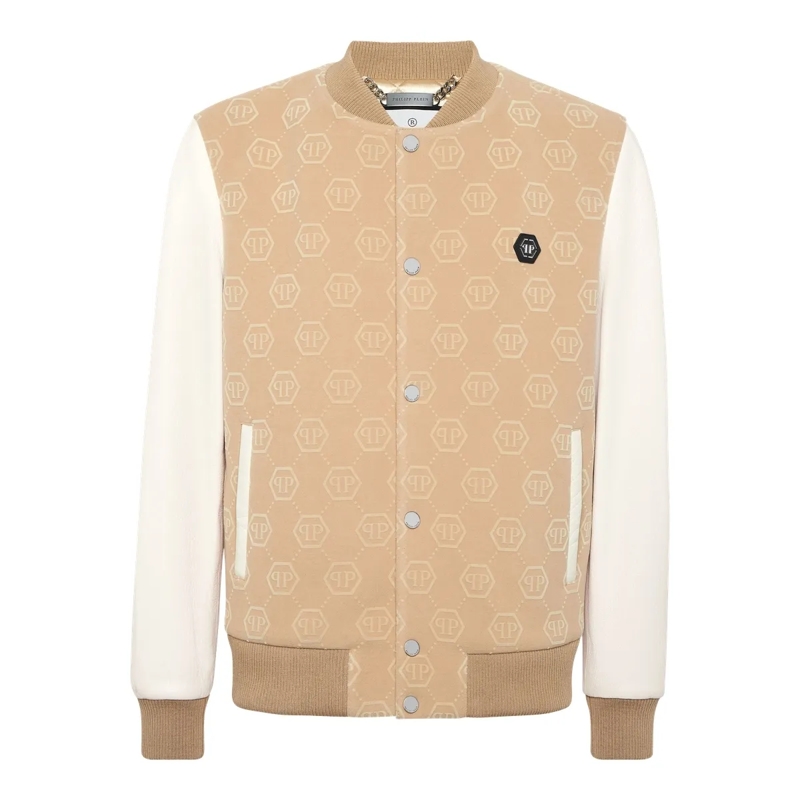 Philipp Plein Daunenjacke Bomber Monogram beige