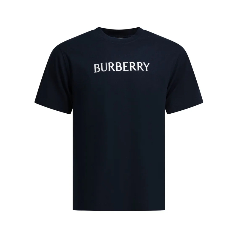 Burberry T-shirt Fitted Blue Cotton T-Shirt With Embossed Logo Black