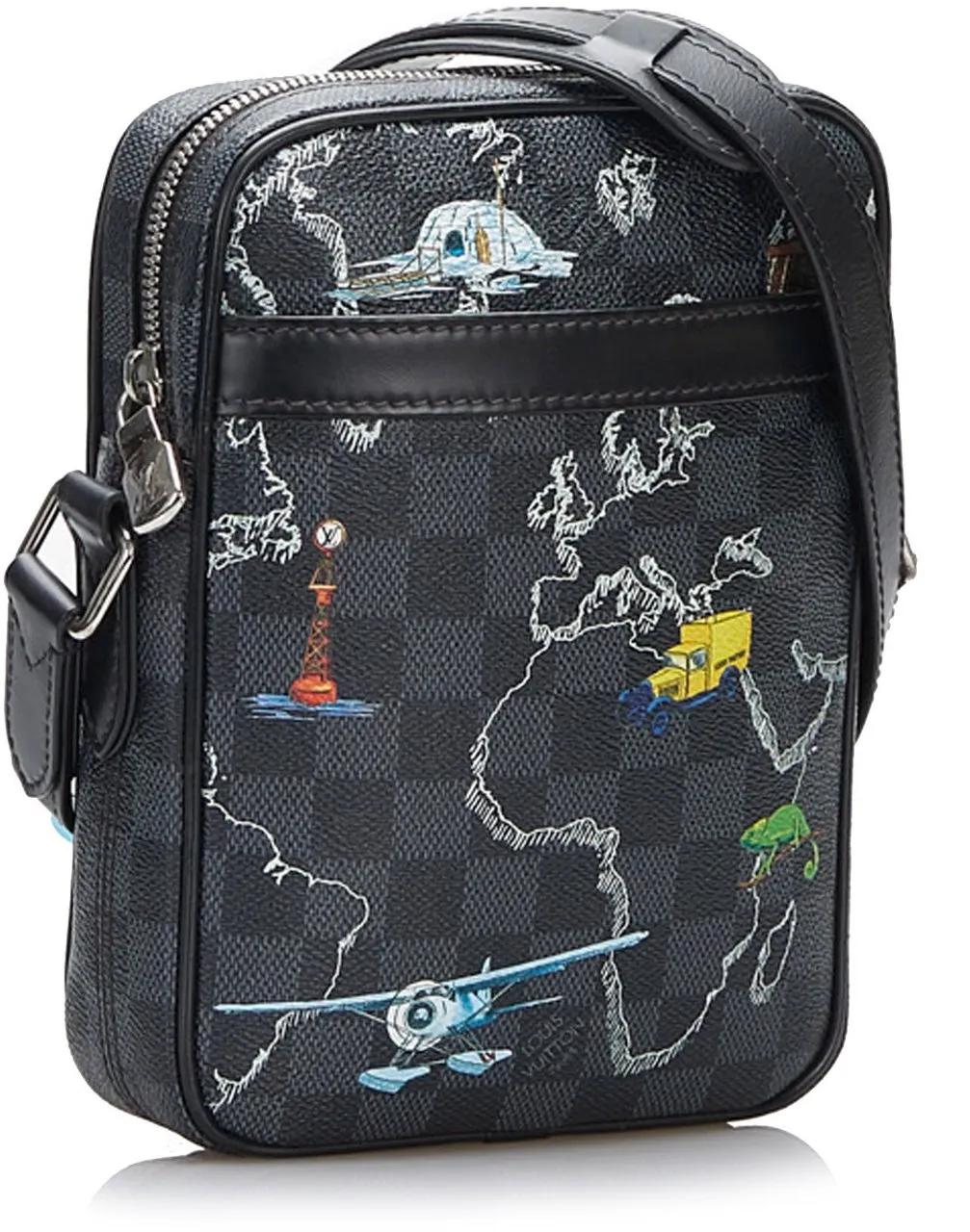 Louis Vuitton Hobo bags Damier Graphite Renaissance Map Danube Slim PM in zwart