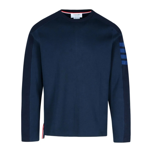 Thom Browne Blue Cotton T-Shirt Blue Topjes met lange mouwen