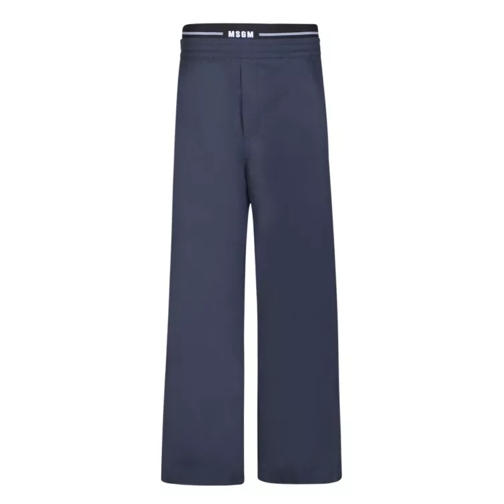 MSGM Blue Mid-Rise Fit Trousers Blue Pantaloni