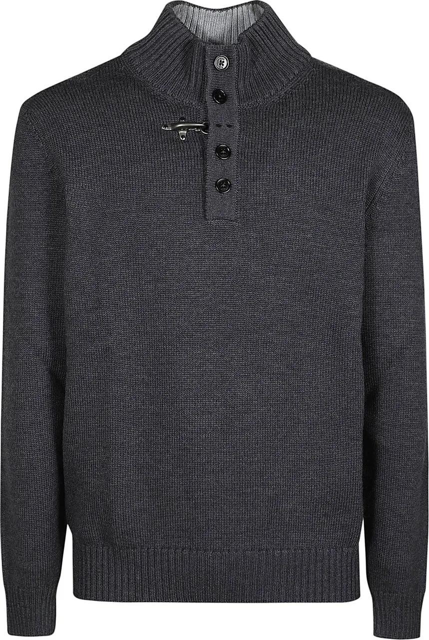 Thumbnail - Fay - Gancio Turtle Neck Sweater Metallic - Größe 48 - gunmetal