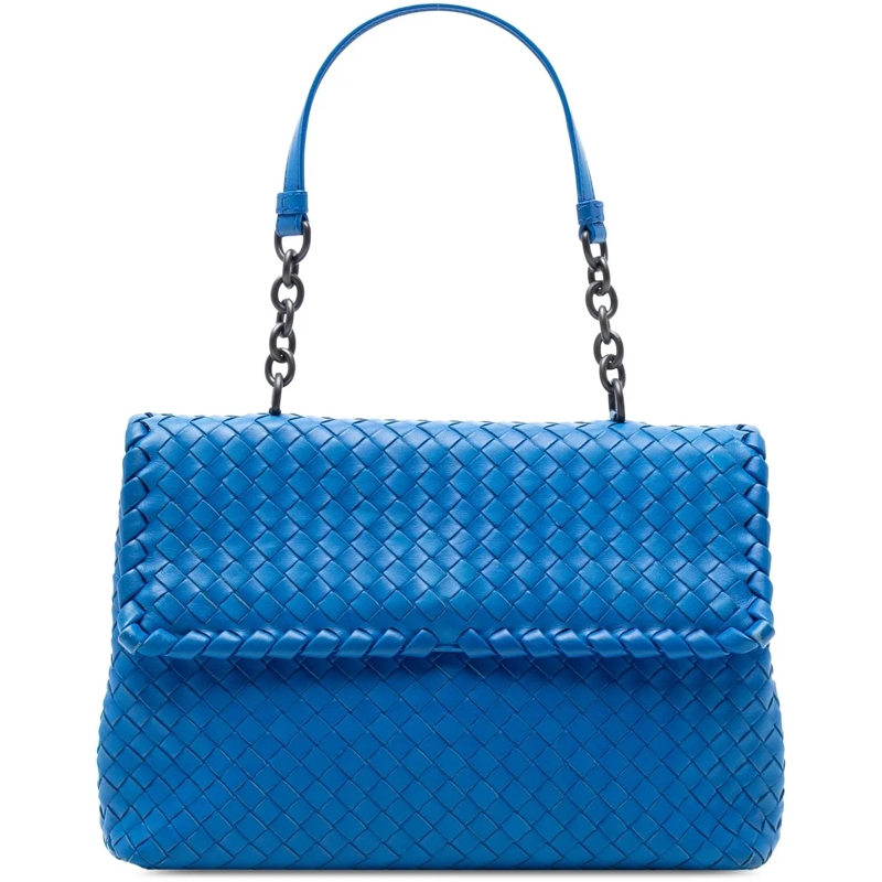 Bottega Veneta Schultertasche Medium Nappa Intrecciato Olimpia Shoulder Bag blau
