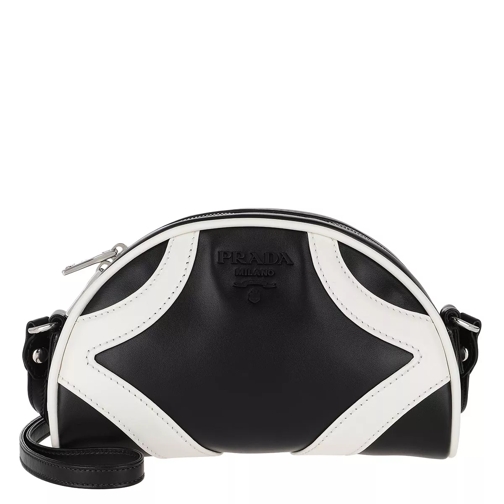 Prada Bowling Bag Leather Bianco/Nero Crossbody Bag