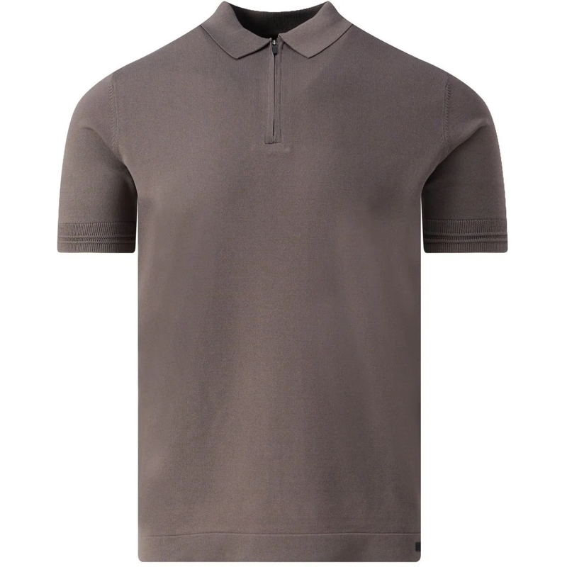 GENTI Polohemd Polo Zip Cool Dry Light Brown beige