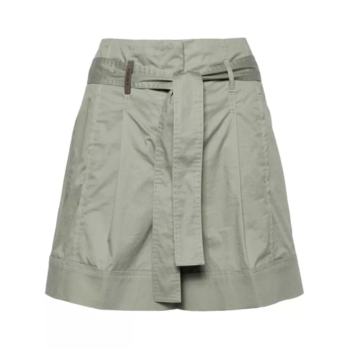 Peserico Khaki Paperbag-Waist Pleated Shorts Green 