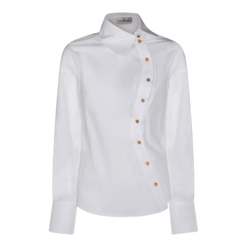 Vivienne Westwood Hemd Asymmetrical Placket White Shirt With Embroidered  White