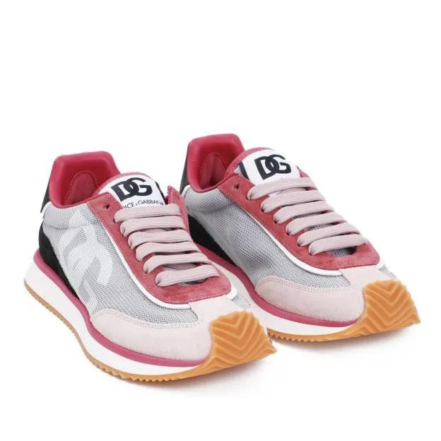 Dolce&Gabbana Low-Top Sneaker - Grey Pink Calf Leather Sneakers - Gr. 37,5 (EU) - in Grau - für Damen