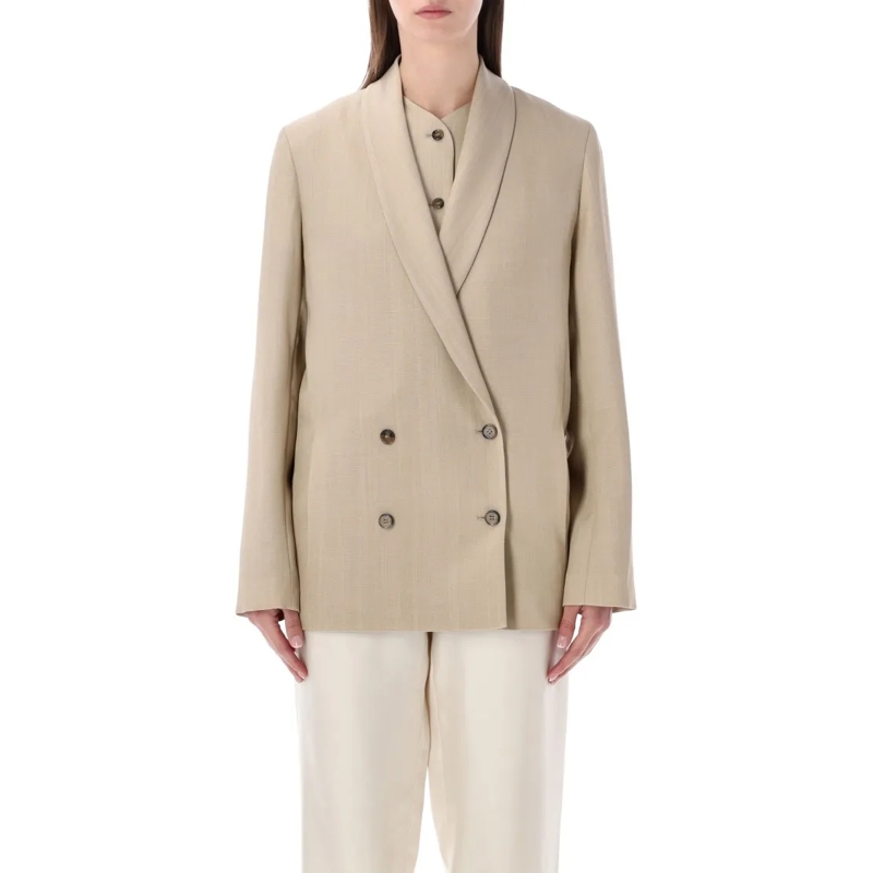 Loulou Studio Blazer Contemporary Double-Breasted Minka Blazer Neutrals