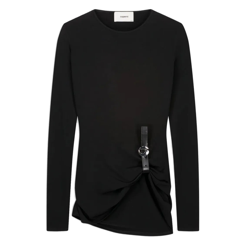 Coperni Langärmeliges Oberteil Gathered Detail Top With Buckle Accent Black