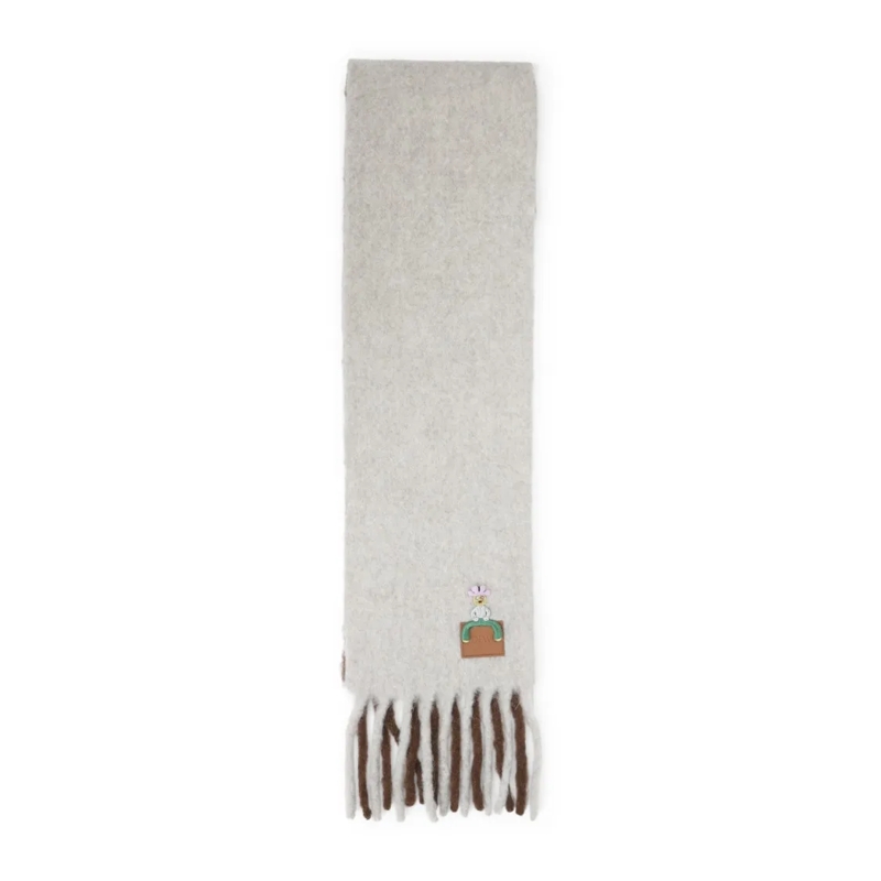 Loewe Écharpe légère Alpaca Blend Scarf With Contrasting Fringes White