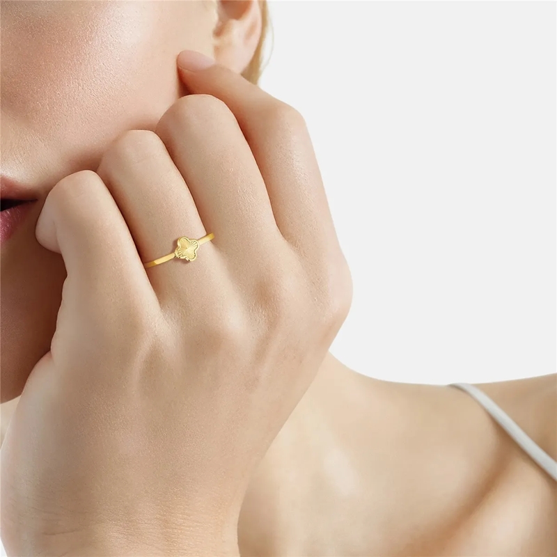 Glanzstücke München Ring Edelstahl Ring Kleeblatt gold(Image 2)