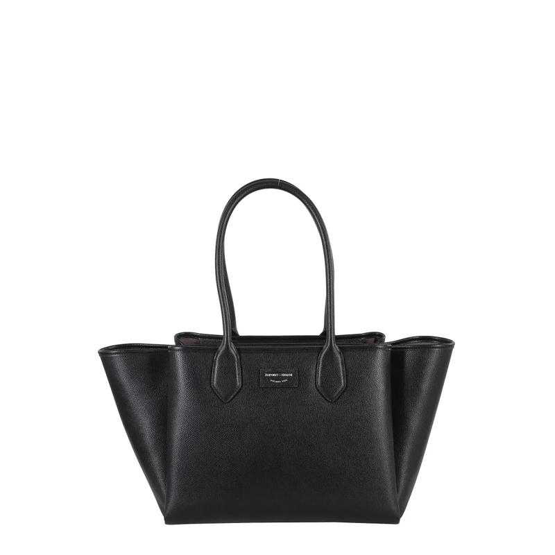 Emporio Armani Tote Top Handle Vitello Liscio Monocolore - Top Handle  Nero/Taupe