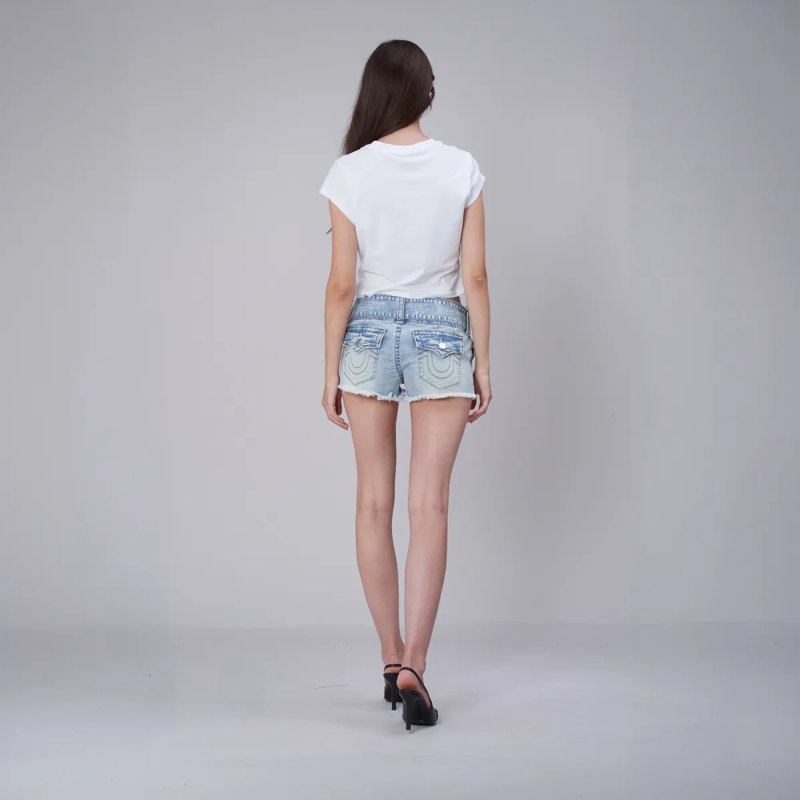 True Religion Shorts - Denim-Shorts- Mid-Rise- Ausgefranster Saum- K blau(Image 4)