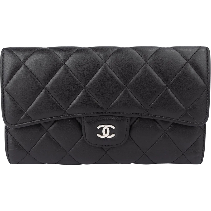 Chanel Geldbörse Chanel Quilted Lambskin CC Flap Wallet schwarz
